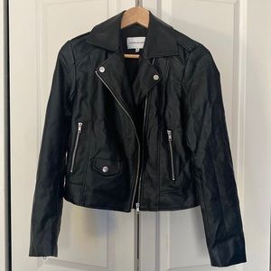 Cupcakes & Cashmere Faux Leather Jacket black Moto Cropped biker baddie